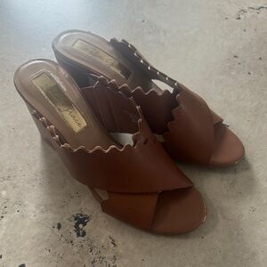 Elegant Brown Leather Wedge Heels
